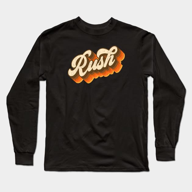 Rush - Vintage Text Long Sleeve T-Shirt by Jurou